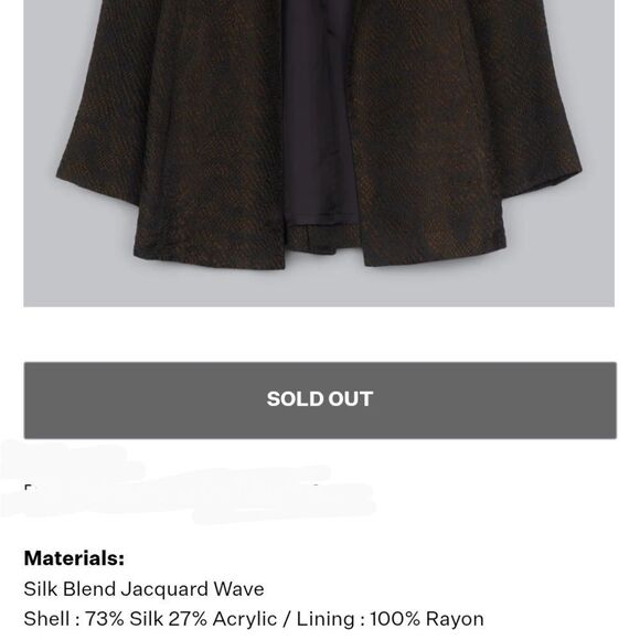 Eileen Fisher High Collar Jacket Silk Blend Jacquard Wave Size Brown Petite S - Picture 12 of 12